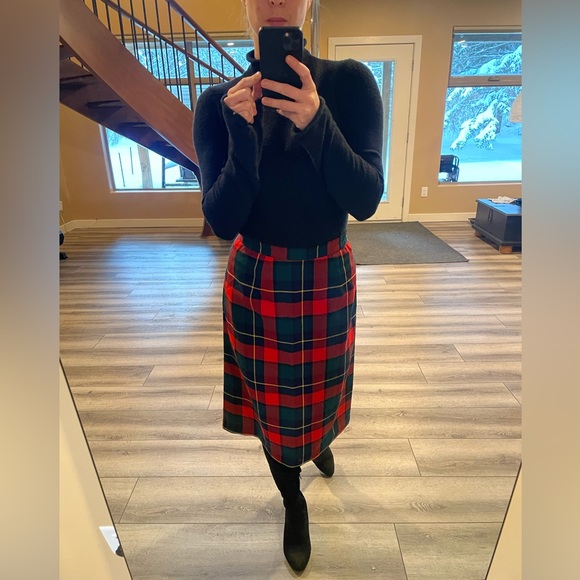 Vintage Dresses & Skirts - Vintage 90’s Tartan Red Wool Skirt